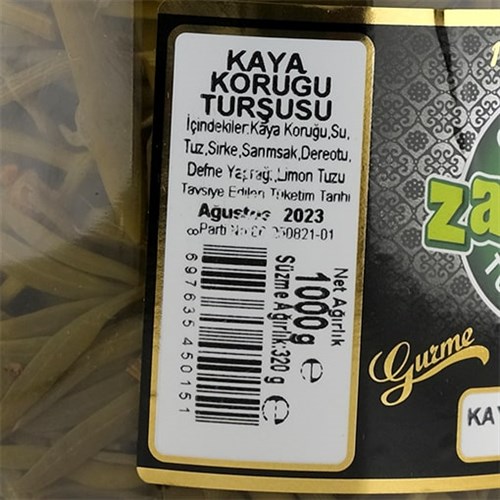 Naturel Kaya Koruğu Turşusu (1 kg) Ankara, Zavrak