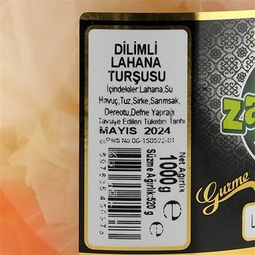 Naturel Lahana Turşusu (1 kg) Ankara, Zavrak