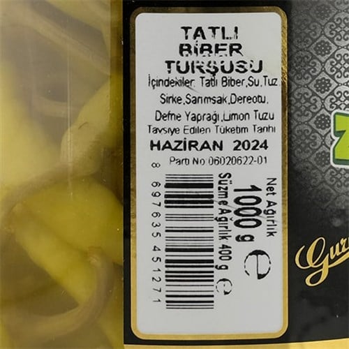 Naturel Tatlı Biber Turşusu (1 kg) Ankara, Zavrak