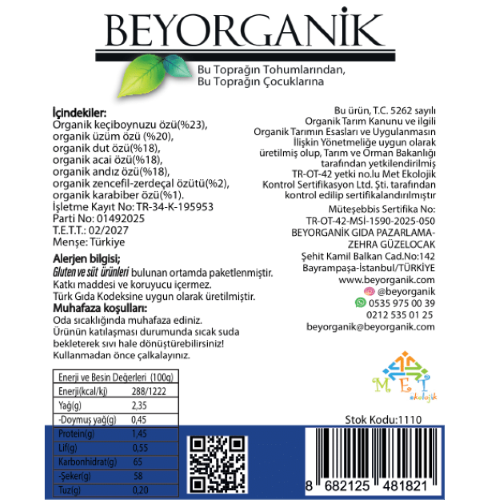 Organik Bey-Atom (260 gr) Beyorganik(Pestisit ve Ağır Metal Analizi)