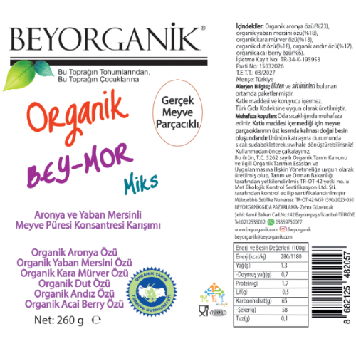 Organik Bey-Mor-Mix (260 gr) Beyorganik(Pestisit ve Ağır Metal Analizi)