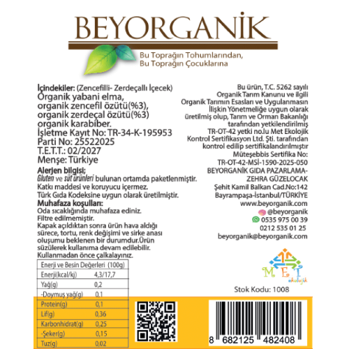 Organik Bey-Tonik Zencefil-Zerdeçallı (185 gr) Beyorganik