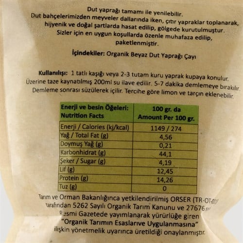 Organik Beyaz Dut Yaprağı Çayı (20 gr) İmmunflex