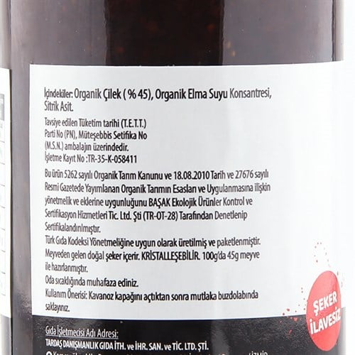 Organik Çilek Reçeli (Şeker ilavesiz,360 gr) Egenin