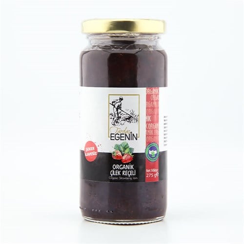 Organik Çilek Reçeli (Şeker ilavesiz,360 gr) Egenin