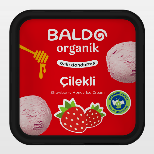 Organik Çilekli Dondurma (400 gr) Baldo
