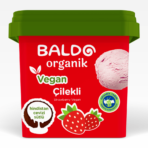 Organik Çilekli Vegan Dondurma (400 gr) Baldo