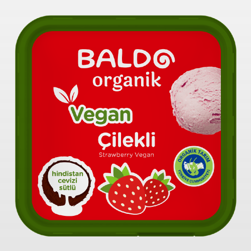 Organik Çilekli Vegan Dondurma (400 gr) Baldo