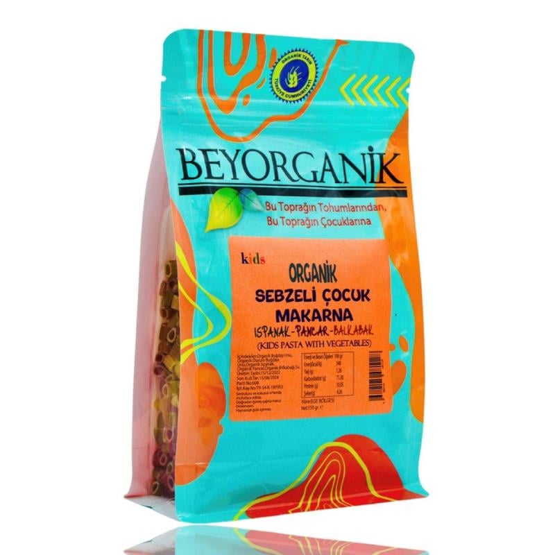 Organik Çocuk Makarna Ispanak-Pancar-Balkabağı (150 gr) Beyorganik