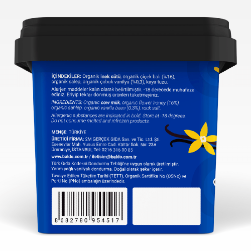 Organik Çubuk Vanilyalı Dondurma (400 gr) Baldo