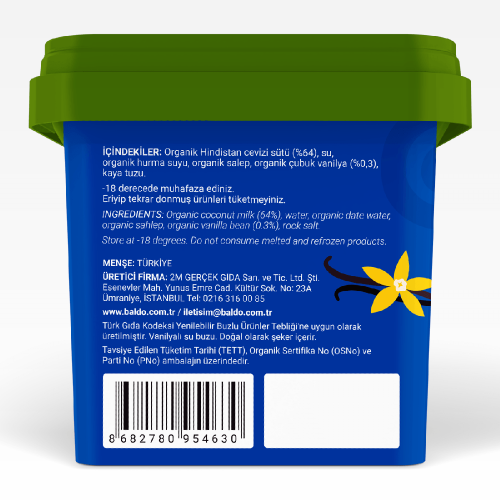 Organik Çubuk Vanilyalı Vegan Dondurma (400 gr) Baldo
