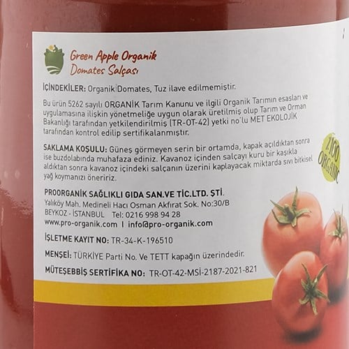 Organik Domates Salçası (650 gr) Green Apple