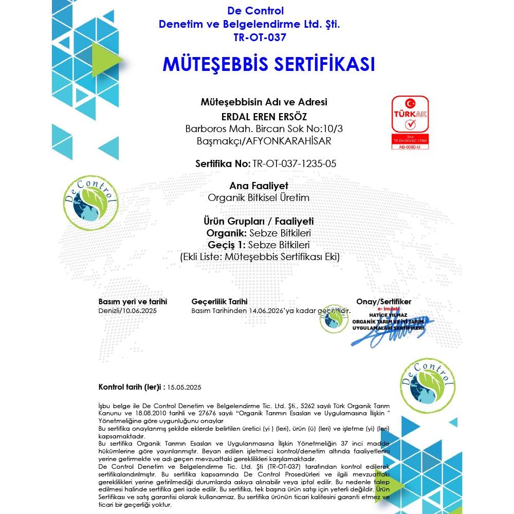 Organik Domates Salkım , kg *Ersöz Bahçesi - Afyon