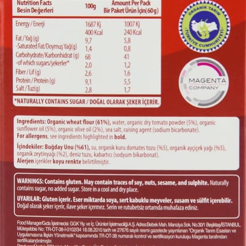 Organik Domatesli Kraker (60 gr) Humm