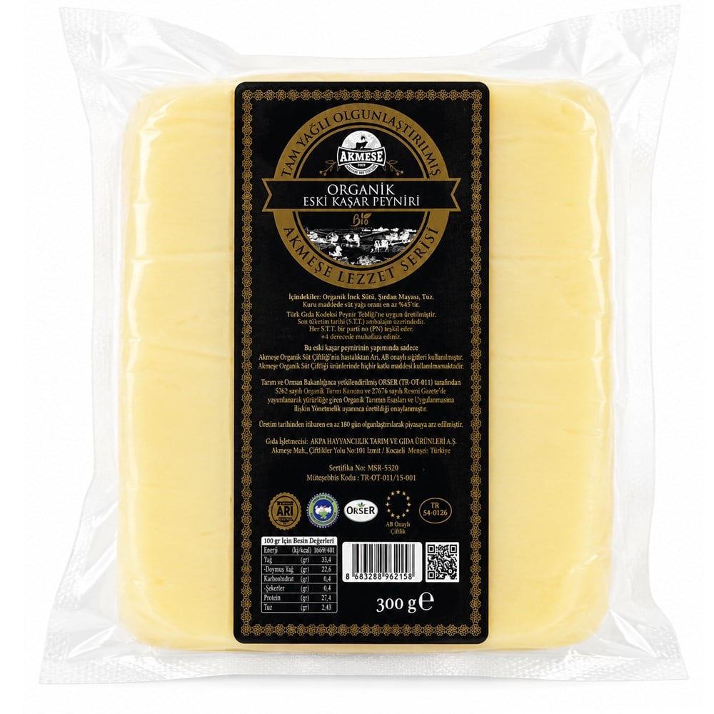 Organik Eski Kaşar Peyniri (300 gr) Akmeşe