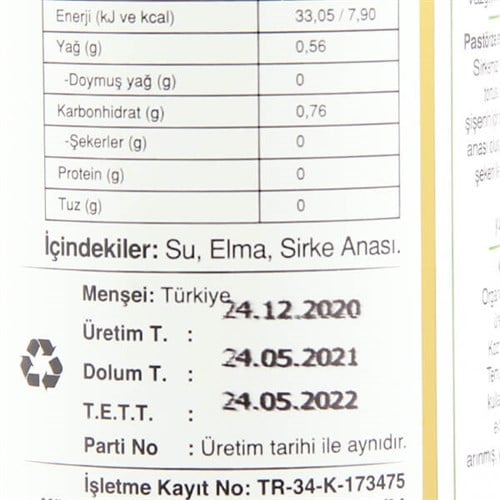Organik Fermente Elma Sirkesi (500 ml) Fermente Mutfağım