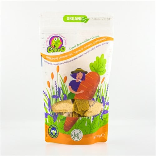 Organik Fırınlanmış Havuç-Soğan-Zeytinyağlı Cips (115 gr) Gekoo