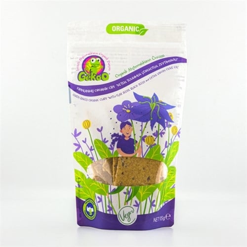 Organik Fırınlanmış Keten Tohumu-Çörekotu-Zeytinyağlı Cips (115 gr) Gekoo