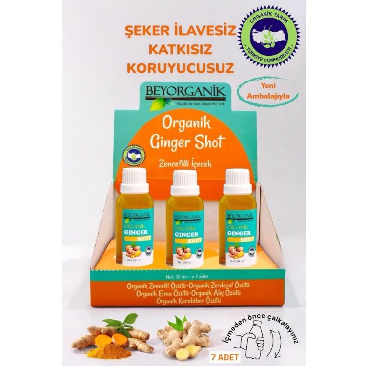 Organik Ginger Shot (Zencefilli içecek)(7adet x 30ml) (PESTİSİT VE AĞIR METAL ANALİZLİ) Beyorganik