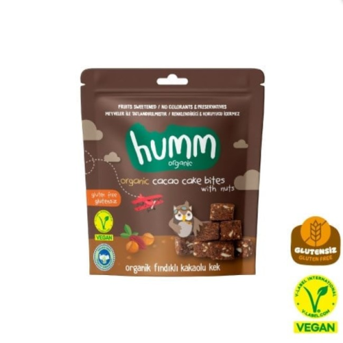 Organik Glutensiz Vegan Kakaolu ve Fındıklı Kek (30 Gr) Humm