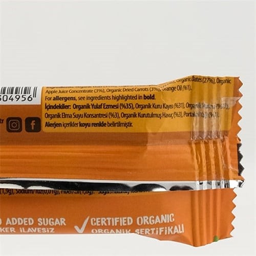 Organik Havuçlu Portakallı Yulaf Bar (27gr) Humm