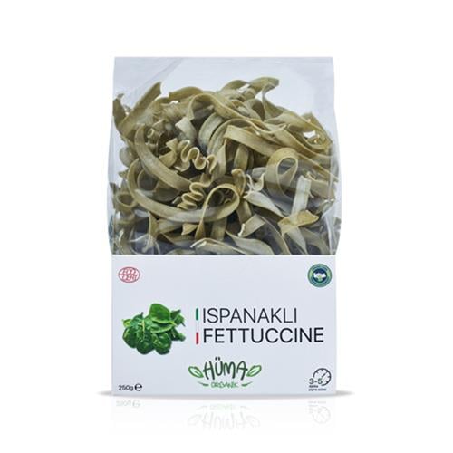 Organik Ispanaklı Makarna , Fettuccine (250 gr) Hüma Organik