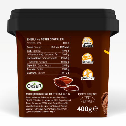 Organik Kakaolu Dondurma (400 gr) Baldo.