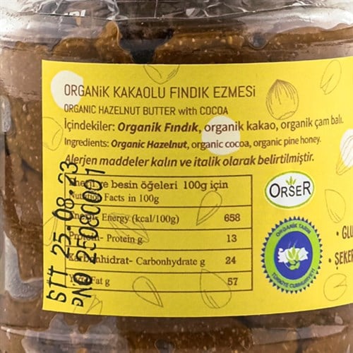 Organik Kakaolu Fındık Ezmesi (180 gr) Mandel