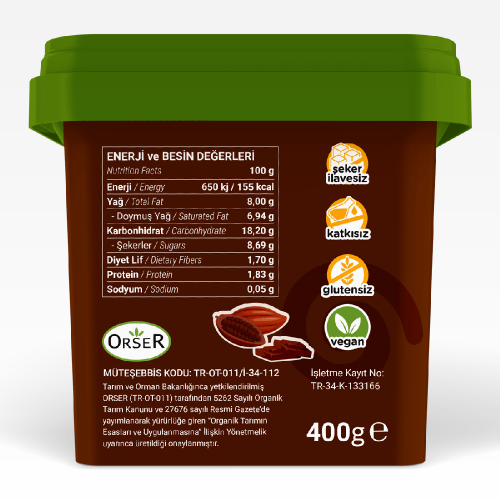 Organik Kakaolu Vegan Dondurma (400 gr) Baldo