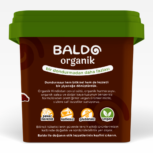 Organik Kakaolu Vegan Dondurma (400 gr) Baldo