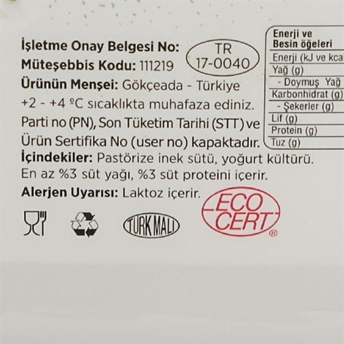 Organik Kaymaklı Tava Yoğurt, Ada (900 gr)