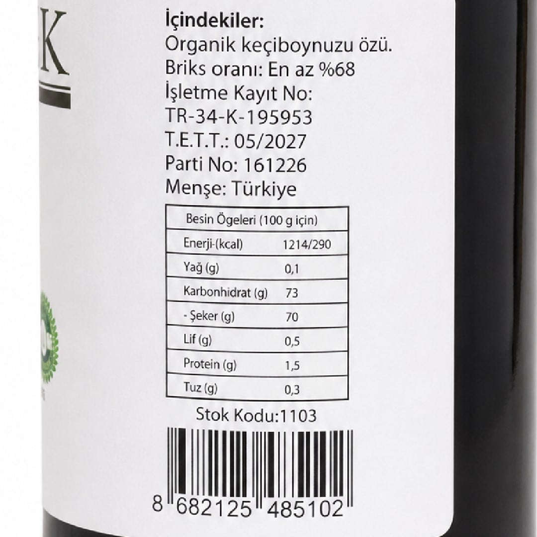 Organik Keçiboynuzu Özü (315 gr) Beyorganik(Pestisit ve Ağır Metal Analizi)