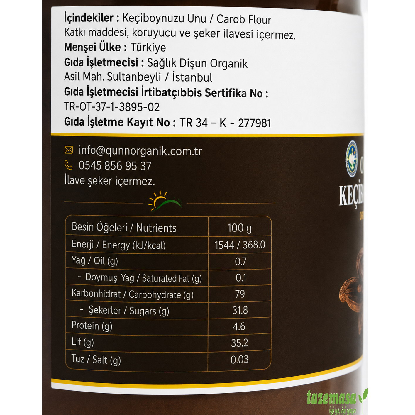 Organik Keçiboynuzu Unu (200 Gr) Qünn