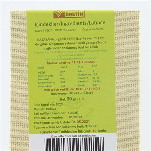 Organik Kekik Çayı (30 gr) Rasayana