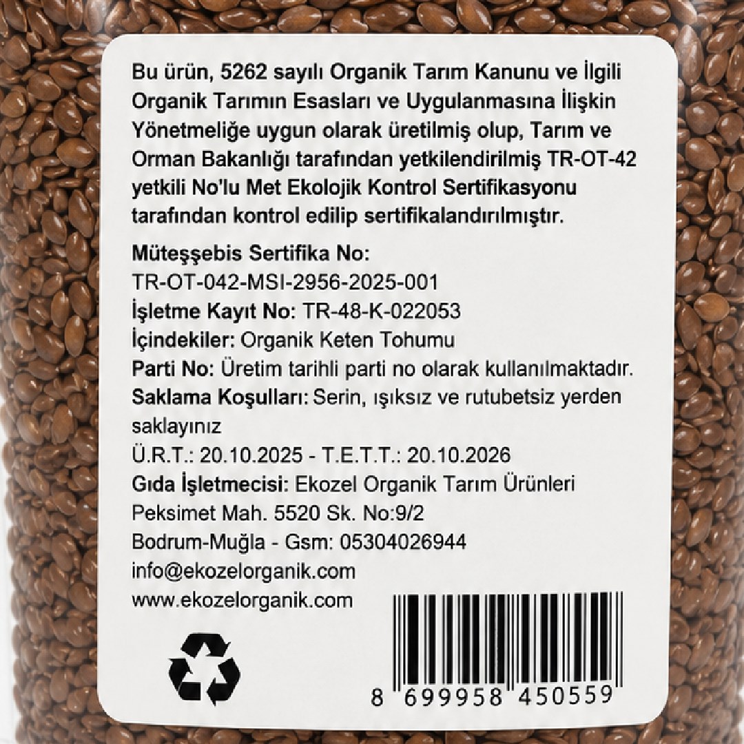 Organik Keten Tohumu (250 g) Ekozel
