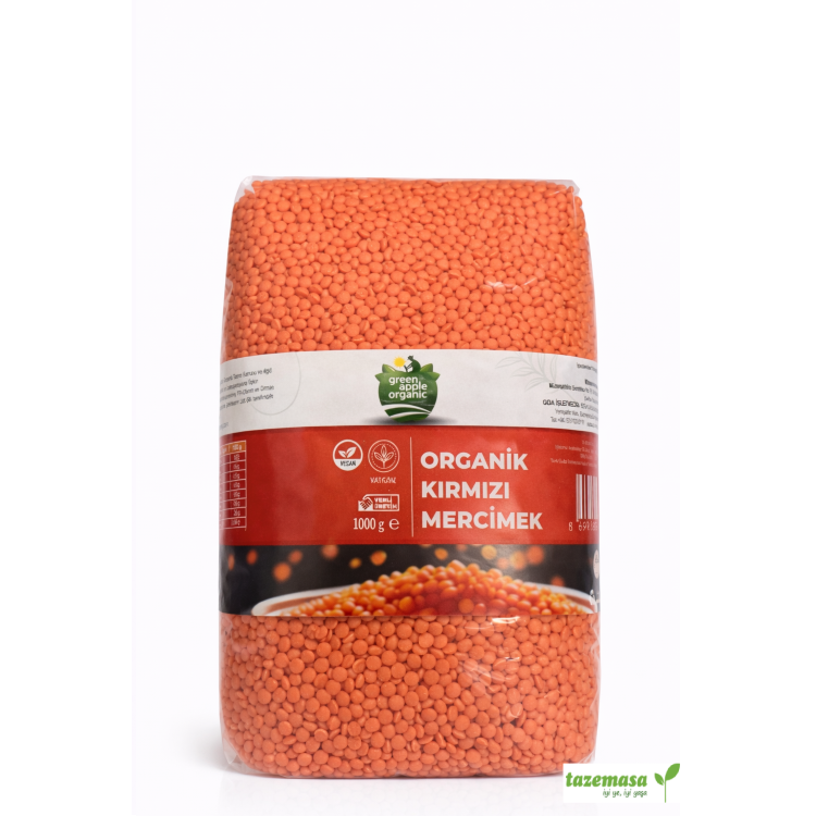 Organik Kırmızı Mercimek ( 1 Kg ) Green Apple
