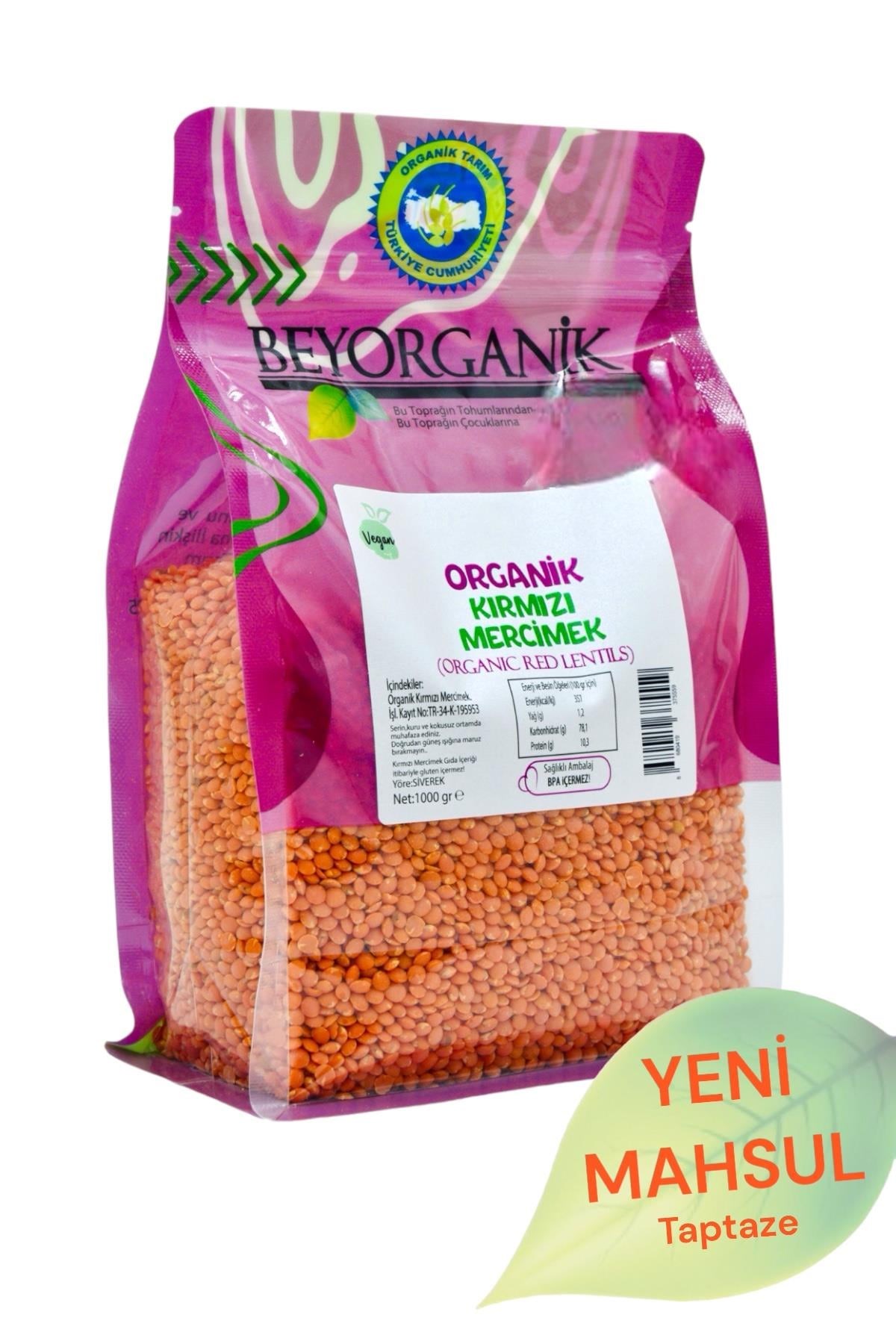 Organik Kırmızı Mercimek (1000 gr) Beyorganik(Pestisit ve Aflatoksin Analizli)