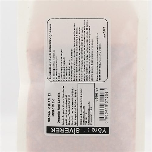 Organik Kırmızı Mercimek (500 gr) Beyorganik