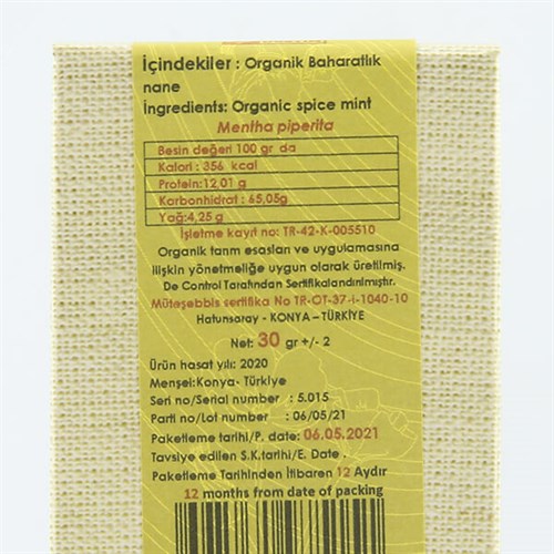 Organik Kuru Nane (30 gr) Rasayana