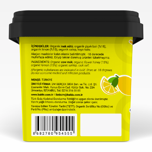 Organik Limonlu Dondurma (400 gr) Baldo