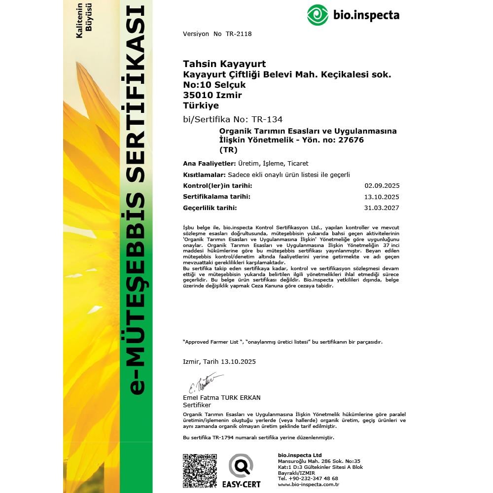 Organik Mandalina (500 gr) Talat Çelik Bahçesi-Mersin