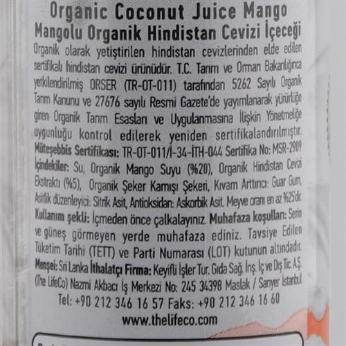 Organik Mangolu Hindistan Cevizi İçeceği (250 ml) TheLifeCo