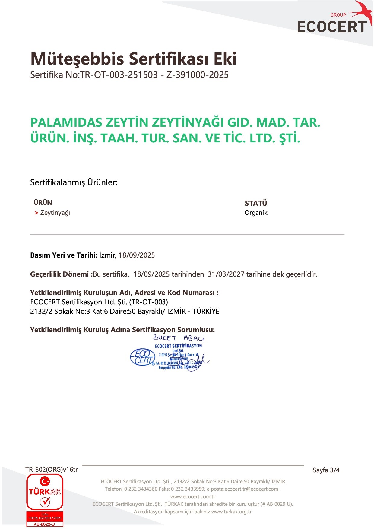 Organik Naturel Sızma Zeytinyağı (500 ml) Palamidas