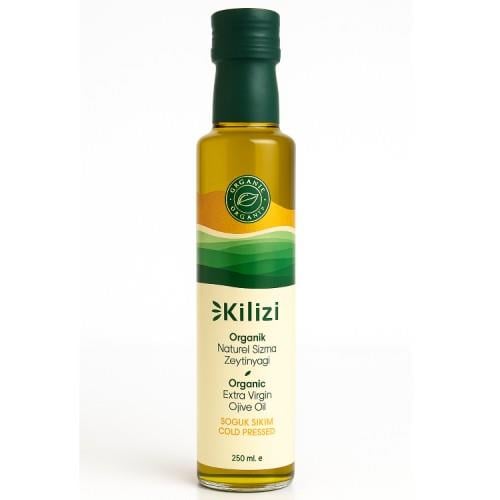 Organik Naturel Sızma Zeytinyağı Dorica Cam Şişe (250 ml) Kilizi