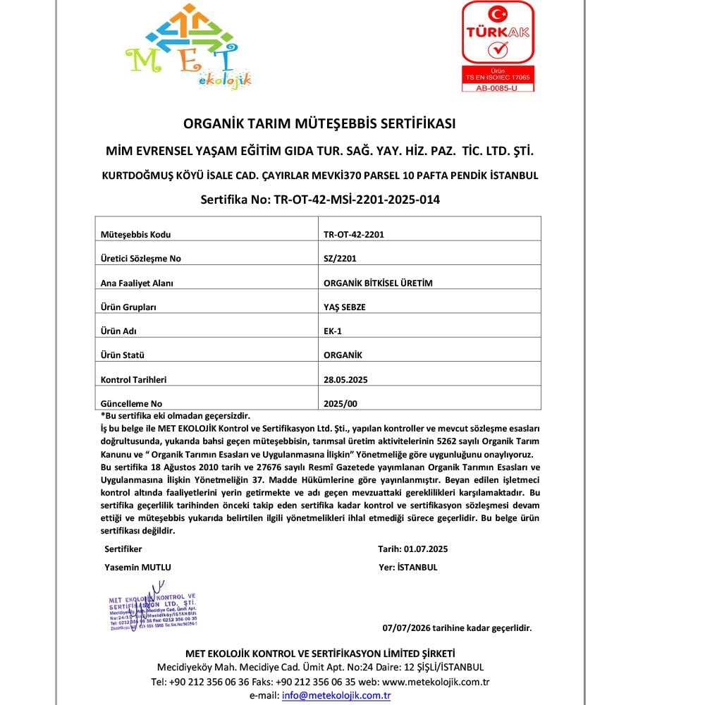 Organik Patates (kg) Kurtdoğmuş Çiftliği