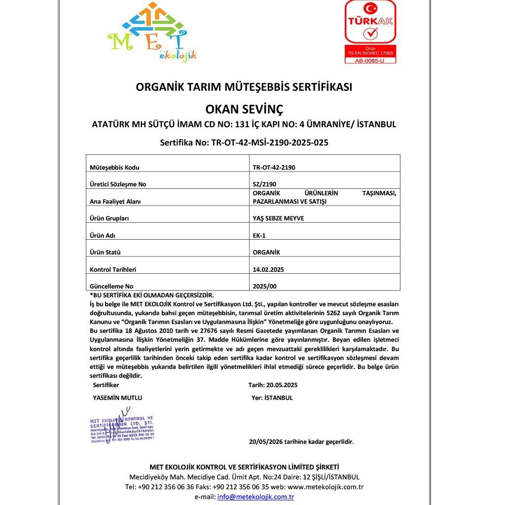 Organik Pembe Domates (500 gr) Okan Sevinç