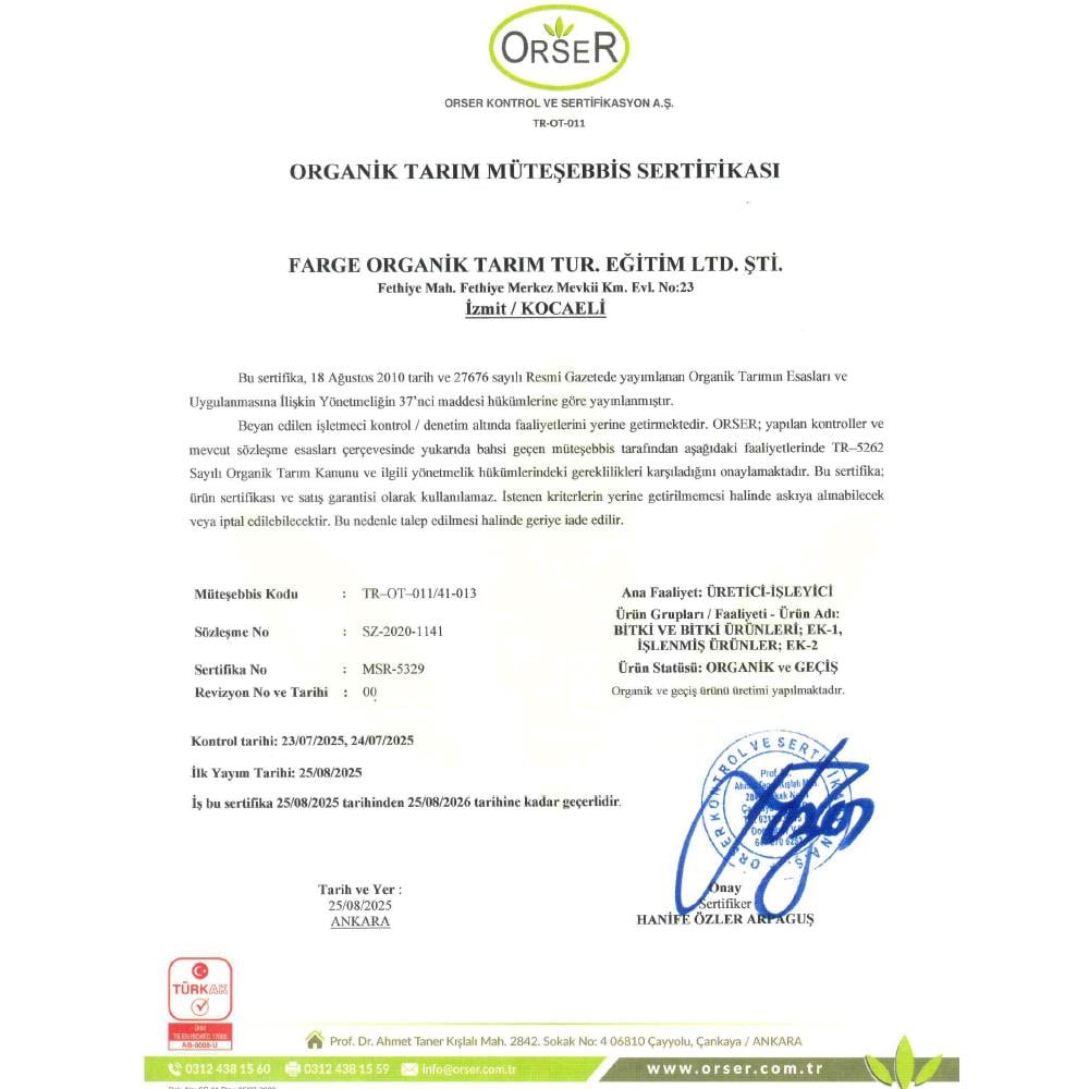 Organik Radika Otu (demet) Farge