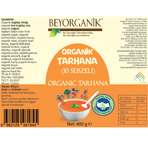 Organik Sebzeli Tarhana Bebek Ek Gıdası (350 gr) Beyorganik(Pestisit ve Aflatoksin Analizli)
