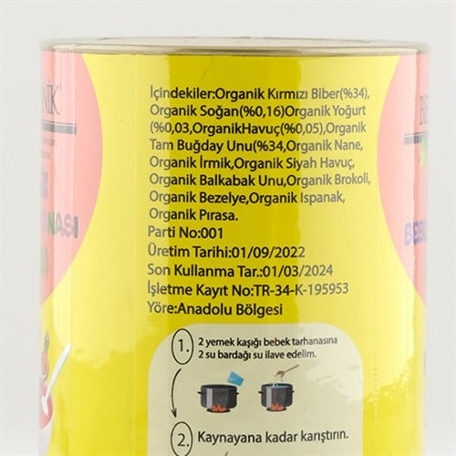 Organik Sebzeli Tarhana Bebek Ek Gıdası (250 gr) Beyorganik