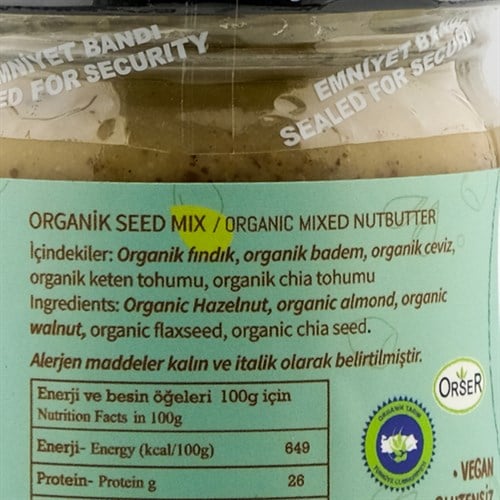 Organik Seed Mix-Karışık Kuruyemiş Ezmesi (180 gr) Mandel